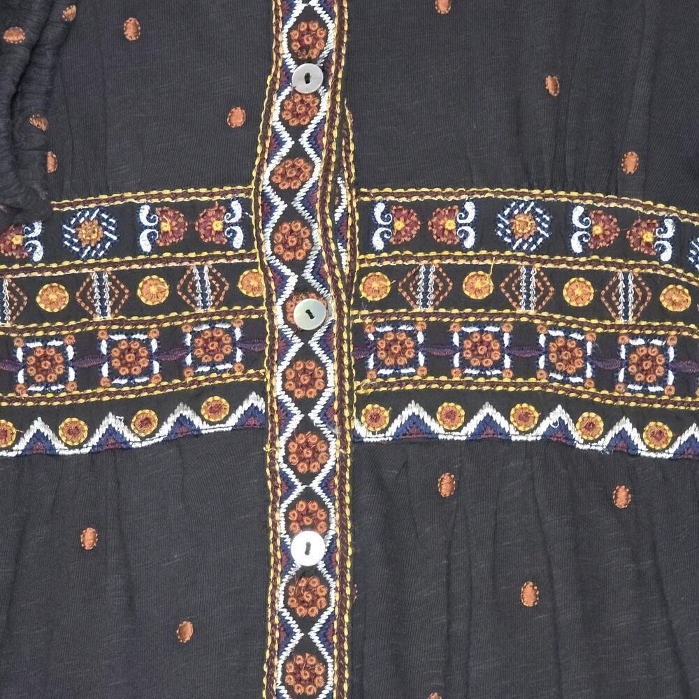 Canyon Retreat Boho Embroidered Midi Dress XL Black Orange Geometric Festival - Picture 8 of 16